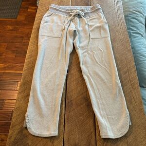 Sun50 UPF 50+ Sun Protection Cropped Jogger Pants, Grey/Natural Striped, Size M